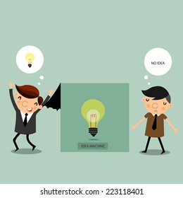 Businessman walking pass the ideas Machine,vector,illustrator.