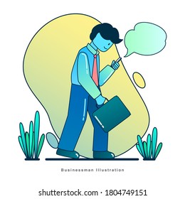 Businessman walking simple vector flat design