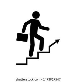 Businessman walking up stairs with arrow, Business concept growth and the path to success, Icon design vector illustration