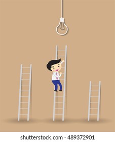 Businessman Walking Up Stairs, Concept Business Man Win Price Flat Vector Illustration