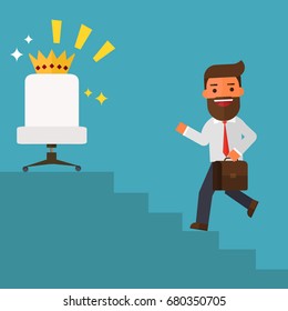 businessman Walking Up Stairs go to leadership positions