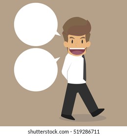 Businessman walking and talking. vector