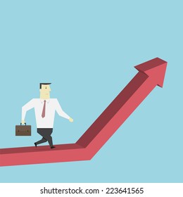 Businessman walking to the top of the Charts - Vector