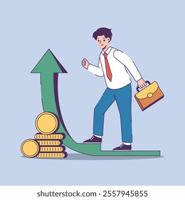 Businessman Walking Towards Growth and Success