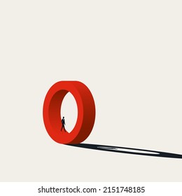 Businessman walks in circle vector concept. Symbol of mundane job, no ambition career. Minimal deisng eps10 illustration