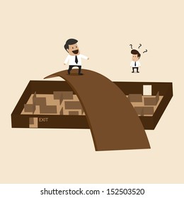 Businessman walks Cross the maze