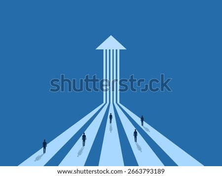 businessman walks from multiple paths to a single goal