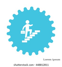 businessman walks up the stairs icon