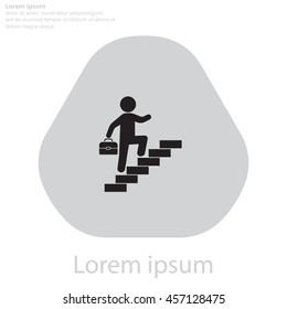 businessman walks up the stairs icon