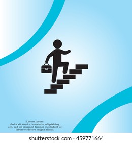 Businessman Walks Up The Stairs Icon