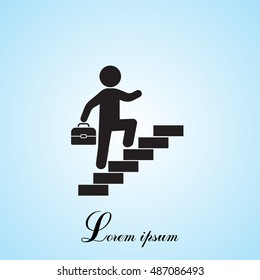 businessman walks up the stairs icon