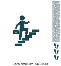 businessman walks up the stairs icon