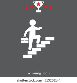 businessman walks up the stairs icon