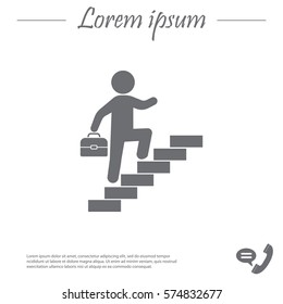 Businessman Walks Up The Stairs Icon