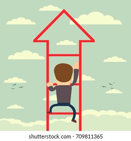 Businessman walks upstairs. Business concept. Vector illustration