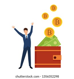 businessman with wallet cryptocurrency