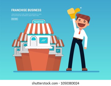 Businessman want to expand his business, Franchise Concept. vector. flat design