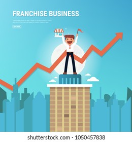 Businessman want to expand his business, Franchise Concept. vector. flat design, success concept.