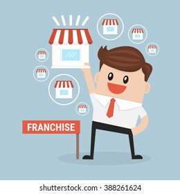 Businessman want to expand his business, Franchise Concept. vector. flat design