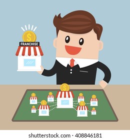 Businessman want to expand his business, franchise concept. business concept. flat design