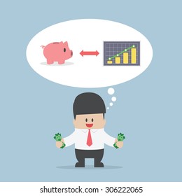 Businessman want to manage his money for saving and investing, VECTOR, EPS10