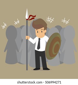 businessman as a warrior. vector