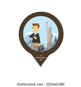 Businessman In Washington DC Pin Map