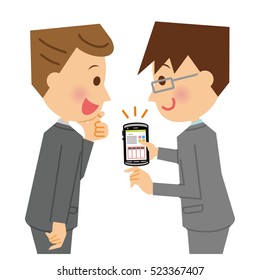 Businessman watching mobile screen.