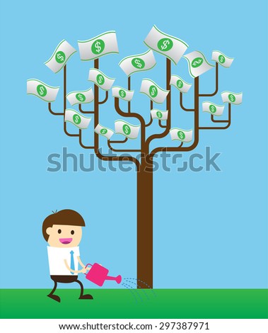 Businessman Watering Money Tree Vector Stock Vector Royalty Free - businessman watering a money tree vector