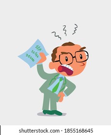 businessman waving a document angrily