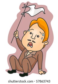 Businessman waving White Flag - Vector