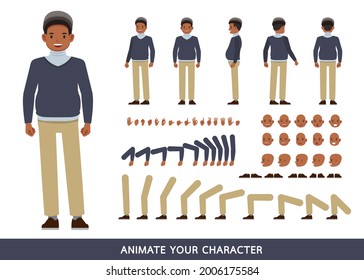 Businessman wear blue shirt character vector design. Create your own pose.