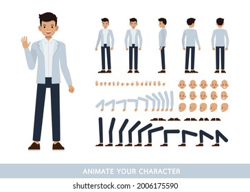 Businessman wear blue suit character vector design. Create your own pose.