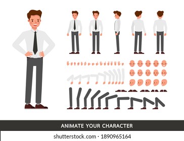 Businessman wear white shirt character vector design. Create your own pose.