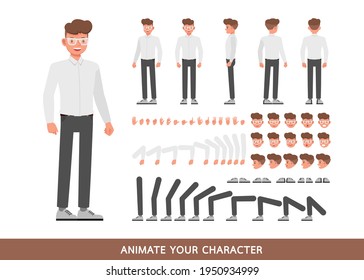 Businessman wear white shirt character vector design. Create your own pose.