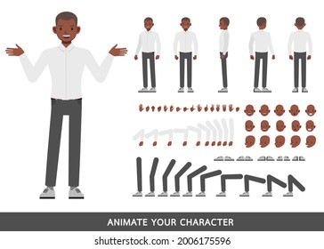 Businessman wear white shirt character vector design. Create your own pose.