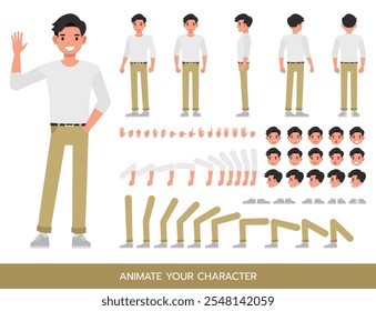 Businessman wear white shirt character vector illustration design. Create your own pose.