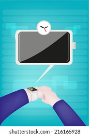 Businessman wearing an advanced touchscreen Smart Watch