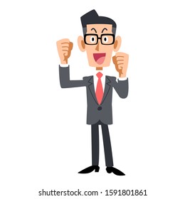 Businessman wearing glasses is exhausted, full body