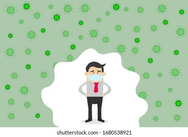 businessman wearing mask, vector, illustrator
