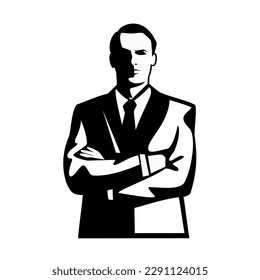 Businessman wearing a suit and tie. Vector image