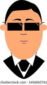 Businessman wearing sunglasses, illustration, vector on white background.