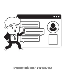 businessman website chat message bubbles vector illustration
