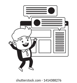 businessman website chatting online payment vector illustration