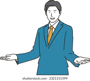 Businessman welcoming with open arms