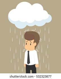 Businessman Wet From The Rain, On A Bad Day. Vector