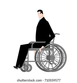 Businessman in wheelchair. Boss is disabled. Medicine vector illustration
