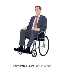 Businessman in wheelchair on white background