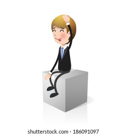 Businessman with white box. Vector design. 