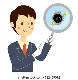 Businessman who assesses the wristwatch